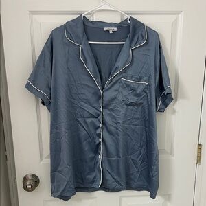 Blue Satin Pajama Set